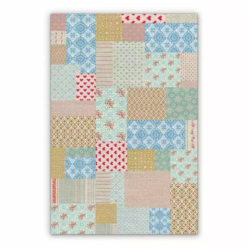 Dywan winylowy patchwork serca kolorowy