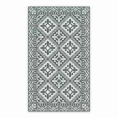 Dywan winylowy zielony wzór azulejos ornament