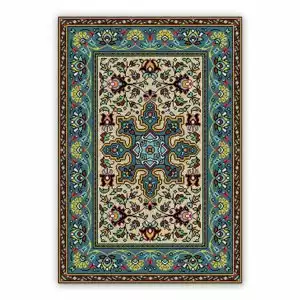 Dywan winylowy pstrokaty zielony wzór piksele