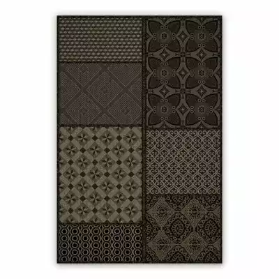 Mata winylowa ciemne azulejos kwiaty